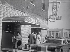 Vintage photograph, black an white Roma cafe exterior